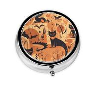 Pilulier orange vif Nightmare avec miroir, 3 compartiments pour sac à main ou poche, mini pilulier en métal pour voyage, médicaments, vitamines, cadeau de voyage