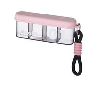 Pilulier organiseur avec compartiments - Boîte de rangement portable pour médicaments 2 fois par jour, 4 pièces pour deux jours avec cordes, organiseur de médicaments pour comprimés et vitamines (rose