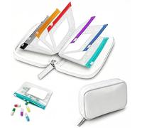 Pilulier Organiseur Imperméable Organiseur de voyage, Blanc | 14 Pochettes à Médicaments avec Code Couleur, format voyage, portable, pour vitamines, usage quotidien, fermeture éclair