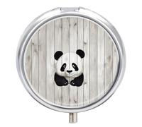 Pilulier panda en bois blanc à 3 compartiments, petite boîte à pilules ronde pour sac à main et poche, boîte à médicaments quotidienne portable pour contenir des vitamines, des suppléments, des