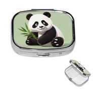 Pilulier panda mignon à 2 compartiments, petite boîte à pilules pour sac à main et poche, pilulier en métal avec miroir, pilulier quotidien de voyage, support de vitamines portable pour médicaments et