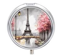 Pilulier Paris Tour Eiffel avec 3 compartiments individuels Compact Portable Gestion des médicaments Mini Petit pilulier pour vitamines, médicaments, huile de poisson