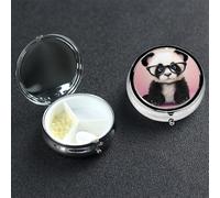 Pilulier petit pilulier 3 compartiments mignon organisateur de médicaments bébé panda avec lunettes pilulier de voyage porte-pilules portable porte-pilules organisateur de vitamines pour contenir des