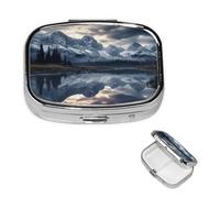 Pilulier Pilulier 2 Compartiments Petit Organisateur Pilulier pour Portefeuille et Poche Pilulier Voyage Pilulier Reflet du Nuage et de la Montagne Mignonne Organiseur de Médicaments Porte-Pilules