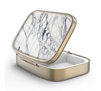 Pilulier Pilulier avec Miroir Rétro 2 Compartiments Petit Pilulier Bronze Rectangulaire Pilulier ou Vitamines, Huile de Poisson, Suppléments, Pill Containe(marbre blanc)
