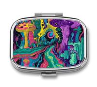 Pilulier Pilulier Carré Mignon 2 Compartiments Décoratif Poche Portefeuille Portable Mini Voyage Médecine Comprimé Vitamine Huile de Poisson Organisateur Pilule Cas
