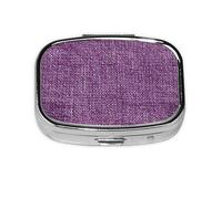 Pilulier plat en métal avec texture en tissu uni violet avec 2 compartiments pour médicaments et vitamines