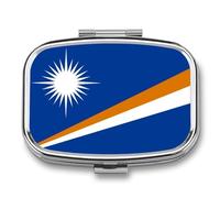 Pilulier Portable 2 Compartiments, Idéal Pour Les Voyages, Glisser Dans Une Poche Ou Un Sac Main Boîte Médicaments Décorative En Métal, Ornée Du Drapeau Carré De La République Des Îles Marshall