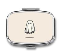 Pilulier portable à 2 compartiments avec fantôme flottant et mignon - Organiseur de voyage pour sac à main