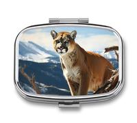 Pilulier portable à 2 compartiments avec imprimé Panther Mountain Lion - Pilulier de voyage pour poche, sac à main, boîte à vitamines, huile de poisson