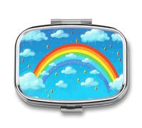 Pilulier portable à 2 compartiments avec miroir pour sac à main, voyage, mini organiseur de médicaments en métal pour vitamines, huile de poisson