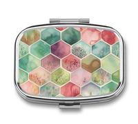 Pilulier portable à 2 compartiments avec miroir pour sac à main, voyage, mini organiseur de médicaments en métal pour vitamines, huile de poisson