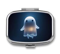 Pilulier portable à 2 compartiments avec motif fantôme mignon et flottant pour sac à main