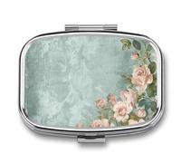 Pilulier portable à 2 compartiments de style vintage imprimé fleurs pilulier de voyage organisateur pour poche sac à main médicaments quotidiens boîte à vitamines boîte à huile de poisson boîte à