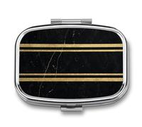 Pilulier portable à 2 compartiments en marbre noir doré pour sac à main