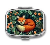 Pilulier portable à 2 compartiments Fox in Forest - Pilulier de voyage pour sac à main