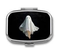 Pilulier portable à 2 compartiments Motif fantôme adorable flottant dans l'air