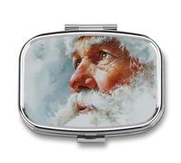 Pilulier portable à 2 compartiments Père Noël dans la neige - Pilulier de voyage pour sac à main