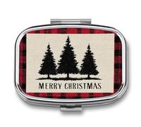 Pilulier portable à 2 compartiments pour 3 arbres de Noël Rouge/noir