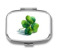 Pilulier portable à 2 compartiments pour la Saint-Patrick avec un trèfle - Pilulier de voyage pour sac à main