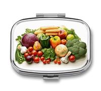 Pilulier portable à 2 compartiments pour légumes et fruits frais - Organiseur de poche pour médicaments et vitamines - Pour homme et femme