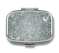Pilulier portable à 2 compartiments pour questions mathématiques avec miroir pour sac à main, voyage, mini organiseur de médicaments en métal pour vitamines, huile de poisson