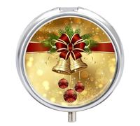 Pilulier portable à 3 compartiments avec inscription « Merry Christmas » - Organiseur quotidien rond pour poche, sac à main, médicaments, vitamines, huile de poisson, cadeaux de voyage