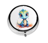 Pilulier portable à 3 compartiments en forme de dinosaure mignon pour le quotidien, petit organisateur de médicaments rond pour sac à main et poche
