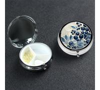 Pilulier portable à 3 compartiments en métal - Joli pilulier de voyage - Champs de myrtilles - Organiseur de vitamines pour sac à main, poche, cadeau de voyage