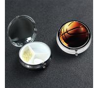 Pilulier portable à 3 compartiments en métal - Joli pilulier de voyage - Fond de basket-ball - Organiseur de vitamines pour sac à main, poche, cadeau de voyage