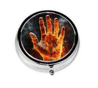 Pilulier portable à 3 compartiments - Organisateur de médicaments quotidien rond pour poche ou sac à main, main flamme de feu, idéal pour les doses du matin, du midi et du soir