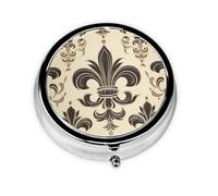 Pilulier portable à 3 compartiments - Organisateur de médicaments quotidien rond pour poche ou sac à main, fleur de lys et chevalier pour les doses du matin, du midi et du soir