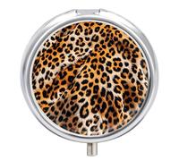 Pilulier portable à 3 compartiments pour couverture léopard - Organiseur quotidien rond pour poche, sac à main, médicaments quotidiens pour contenir des vitamines, de l'huile de poisson - Cadeau de