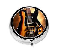 Pilulier portable à 3 compartiments pour guitare instrumentale, peut être mis dans un portefeuille, une poche, léger et pratique, mini pilulier rond