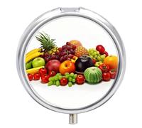 Pilulier portable à 3 compartiments pour légumes frais, fruits, pilulier quotidien rond pour poche, sac à main, récipient de médicaments quotidiens pour contenir des vitamines, de l'huile de poisson,
