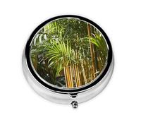 Pilulier portable à 3 compartiments pour plantes vertes fraîches, peut être mis dans un portefeuille, une poche, léger et pratique, mini boîte à pilules ronde