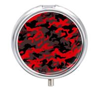Pilulier portable à 3 compartiments pour sac à main - Imperméable - Organiseur de voyage - Organiseur de vitamines - Petit pilulier quotidien - Rouge camouflage