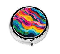 Pilulier portable à bandes fluorescentes, 3 compartiments, peut être mis dans un portefeuille, une poche, léger et pratique, mini boîte à pilules ronde