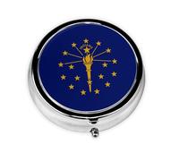 Pilulier portable à emporter avec le drapeau de l'État de l'Indiana, tient dans votre poche de sac à main, boîte à pilules légère à 3 compartiments