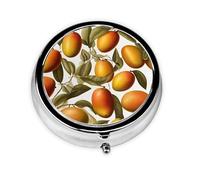 Pilulier portable à emporter - Mangue dorée - Ronde - Tient dans votre poche de sac à main - Boîte à pilules légère à 3 compartiments