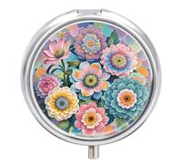 Pilulier portable à motif écailles et fleurs à 3 compartiments pour sac à main, étanche, organiseur de pilules de voyage, organisateur de vitamines, petit pilulier quotidien