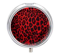 Pilulier portable à motif léopard rouge mignon organisateur de pilules pour suppléments vitaminés