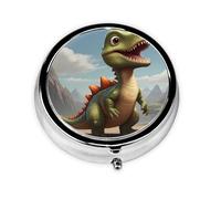 Pilulier portable amusant en forme de petit dinosaure, 3 compartiments, peut être mis dans un portefeuille, une poche, léger et pratique, mini boîte à pilules ronde