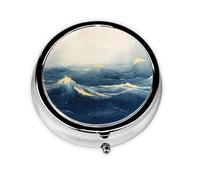 Pilulier portable aquarelle fluide, 3 compartiments, peut être mis dans un portefeuille, une poche, léger et pratique, mini boîte à pilules ronde