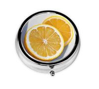 Pilulier portable au citron fraîchement coupé, 3 compartiments, peut être mis dans un portefeuille, une poche, léger et pratique, mini boîte à pilules ronde