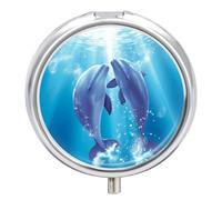 Pilulier portable avec deux adorables dauphins - Organiseur de pilules pour vitamines et suppléments