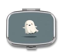 Pilulier portable avec fantôme blanc flottant dans l'air - 2 compartiments - Pour sac à main