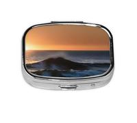 Pilulier portable avec impression « Last Sun Rays of Over The Sea Waves » - Pour sac à main, poche, cadeaux de voyage