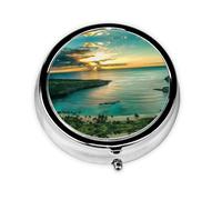 Pilulier portable avec impression Sunrise Over Hawaï, mini pilulier compact et pratique pour ranger et organiser les pilules