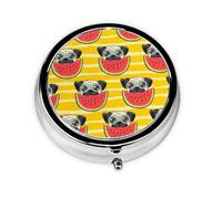 Pilulier portable avec imprimé chien amusant pastèque avec mini pilulier compact et pratique pour ranger et organiser les pilules